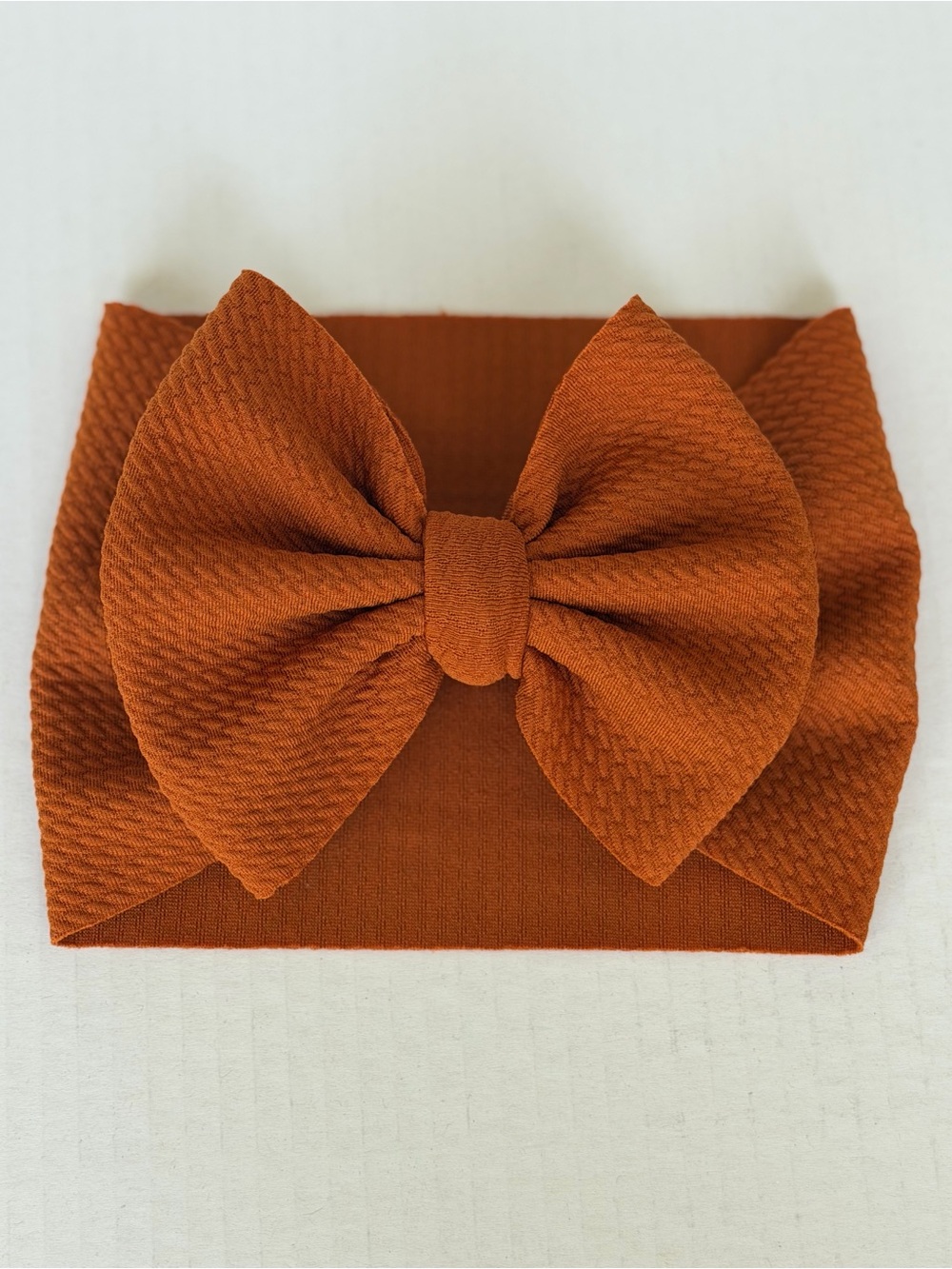 Rust Orange Knit Bow Headband for Kids